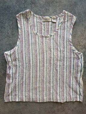 Lemon Grass Multicolor Pastel Striped Seersucker Tank